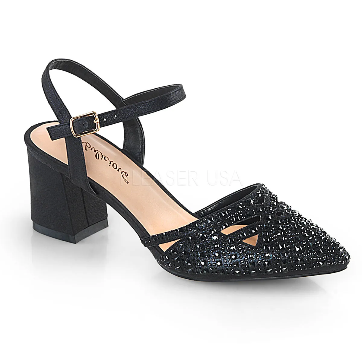 2" Heel FAYE-06 Black Shimmering Fabric