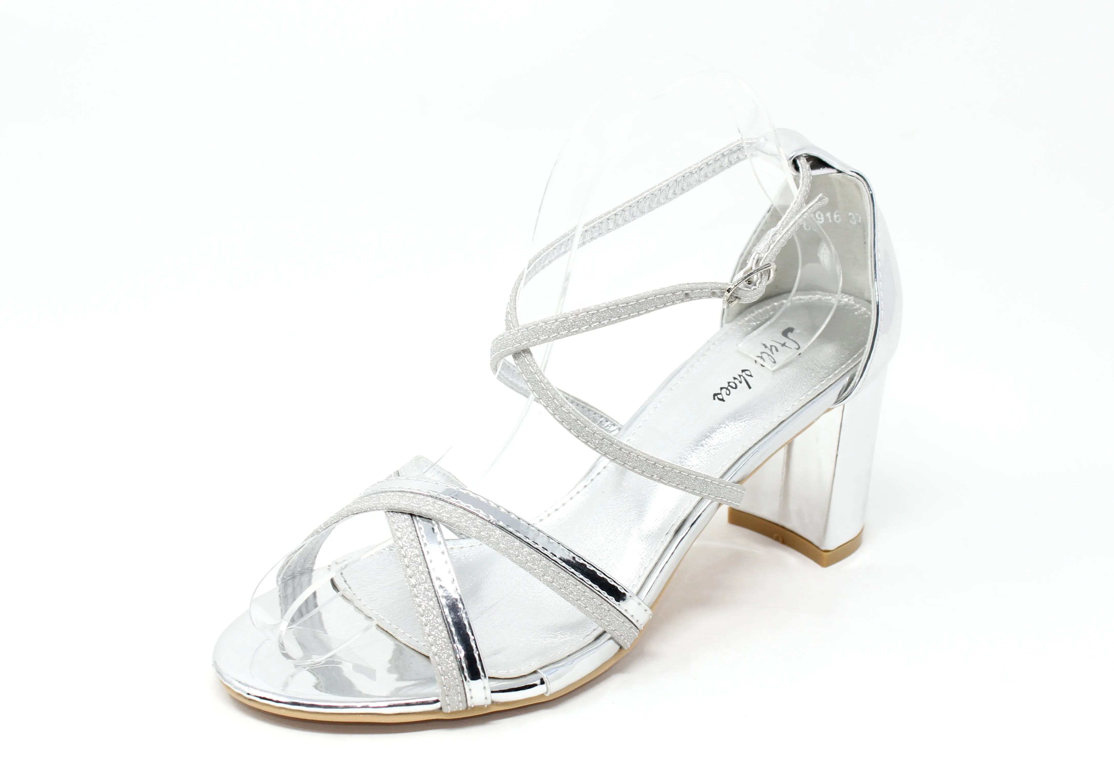 ASYMMETRIC STRAP SANDAL WITH BLOCK HEEL