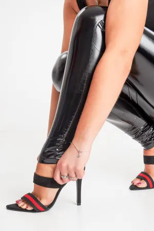 Black Pointed Toe Sports Tape Mule Heels - Rochel