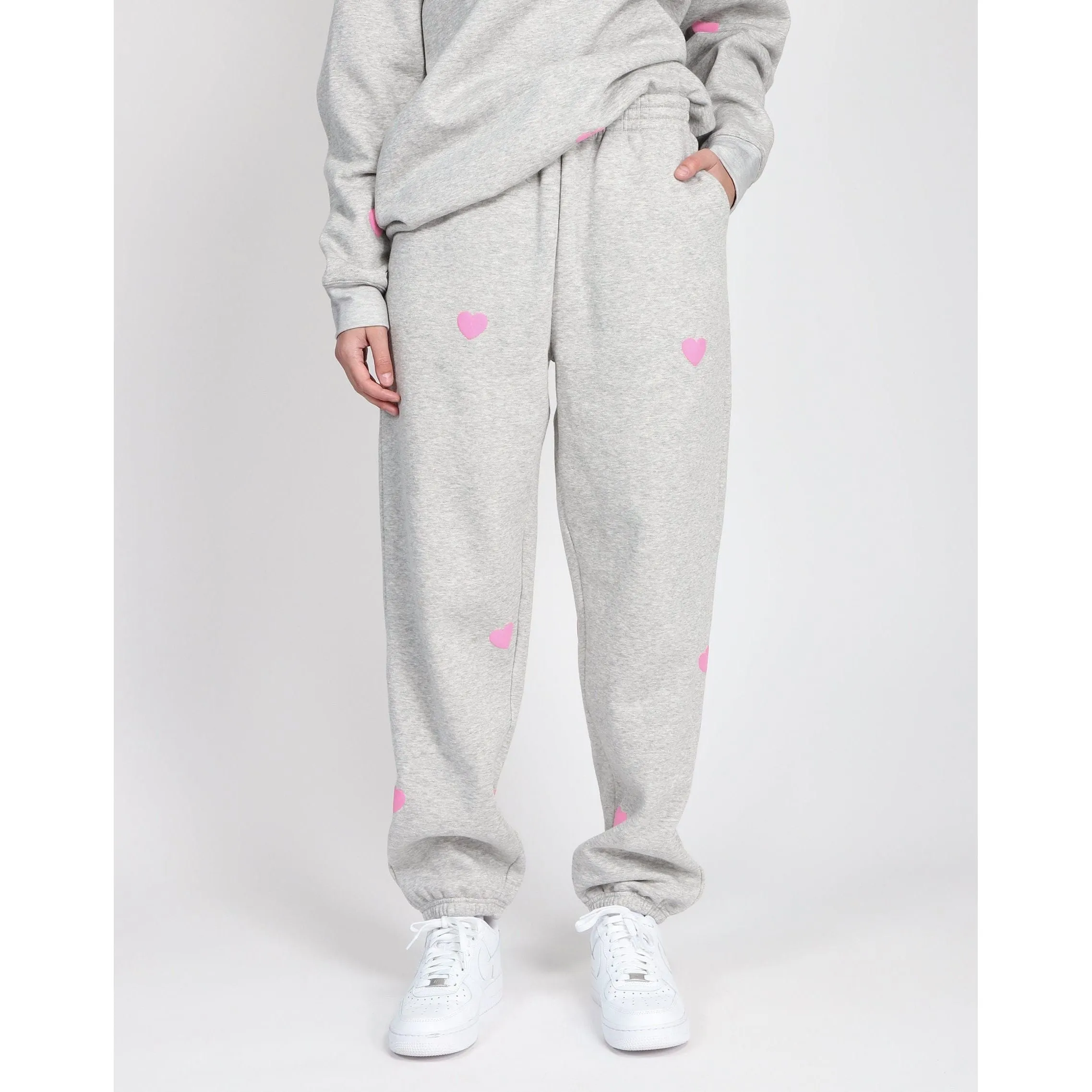 Brunette the Label All Over Puff Heart Oversized Jogger