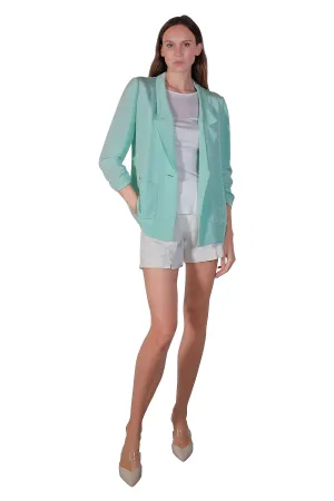 Charlotte Long Silk Blazer in Light Green