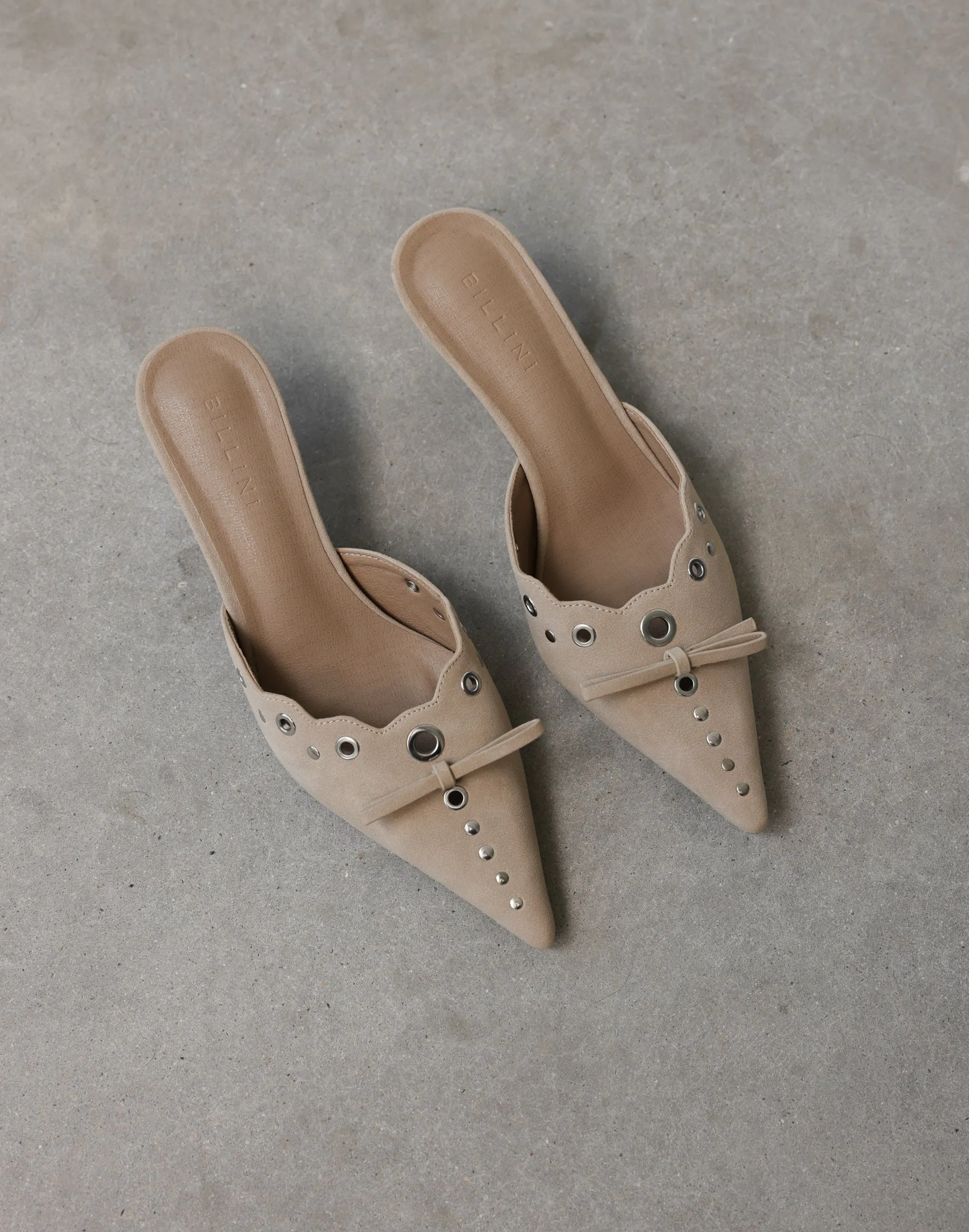 Elio Heels (Light Taupe Suede) - By Billini