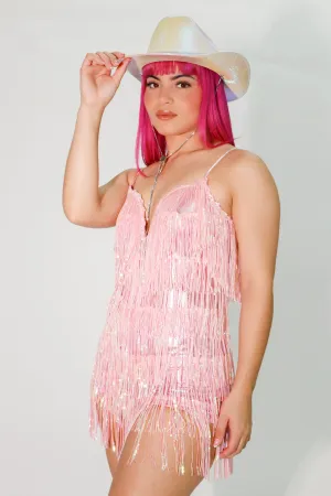 fringe trim party sparkly dress