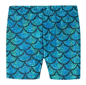 Girls Novelty Bike Shorts  | Turquoise Mermaid Sparkle