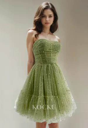 Gorgeous & Charming Off-Shoulder A-Line Sparkly Tulle Party Homecoming Dress