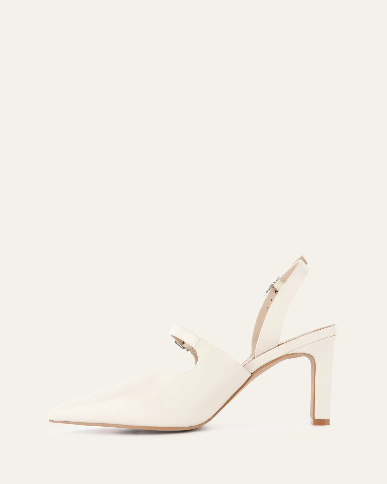 INGRID MID HEEL OFF WHITE LEATHER