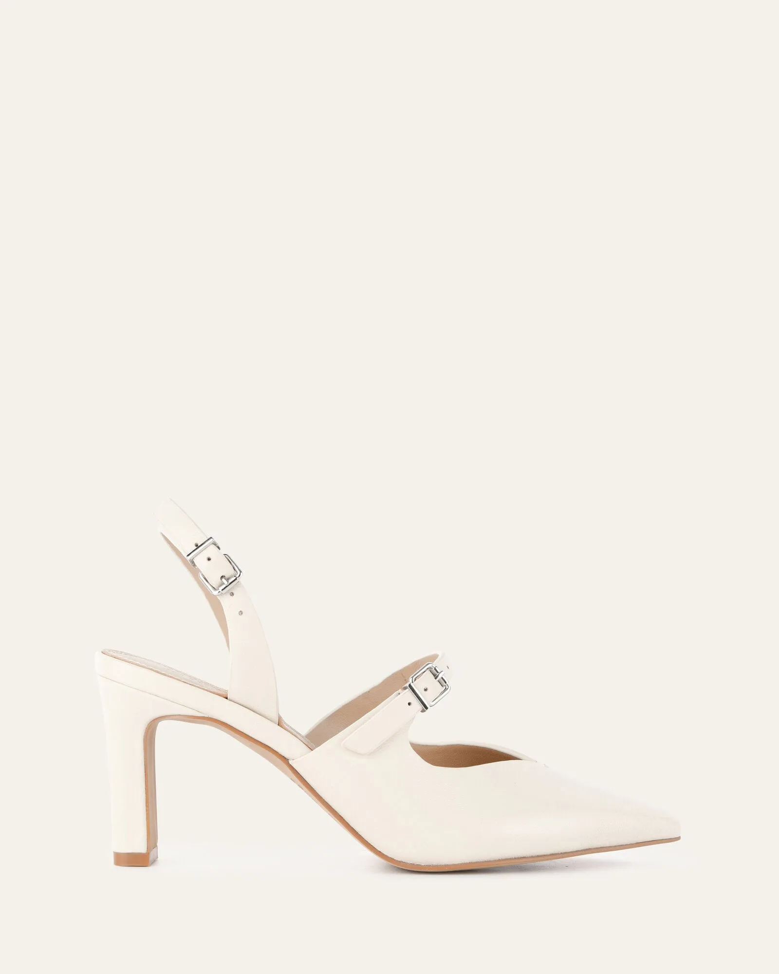 INGRID MID HEEL OFF WHITE LEATHER