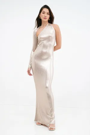 Manhattan Metallic One Shoulder Gown