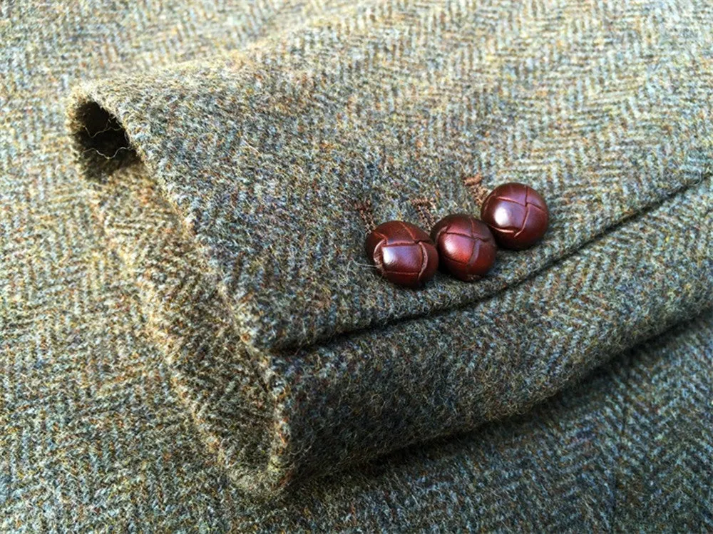 Men's 1920s Herringbone Tweed Suit Jacket Ivy Style