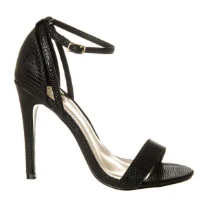 Open-Toe Ankle Strap High Stiletto Heel Sandal In Lizard Print