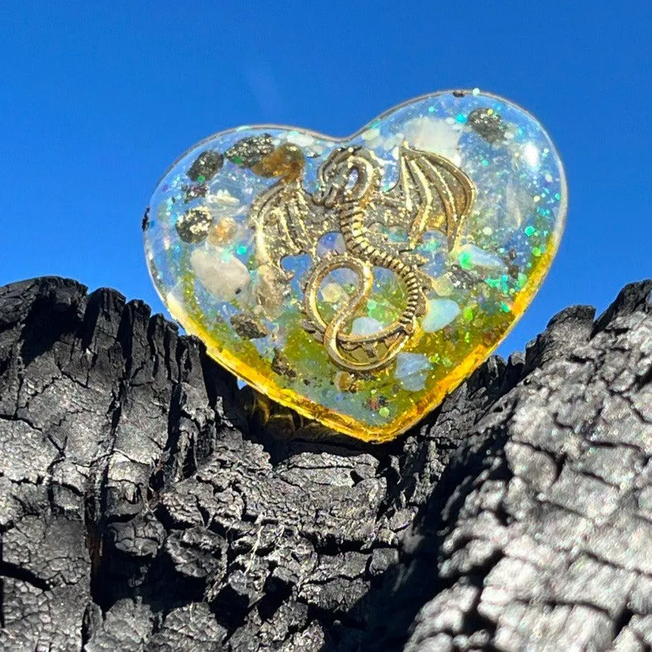 Orgonite Element Dragon Heart (Large) ~Hand crafted and infused with metals and crystals~ Great for Friends and Gifting