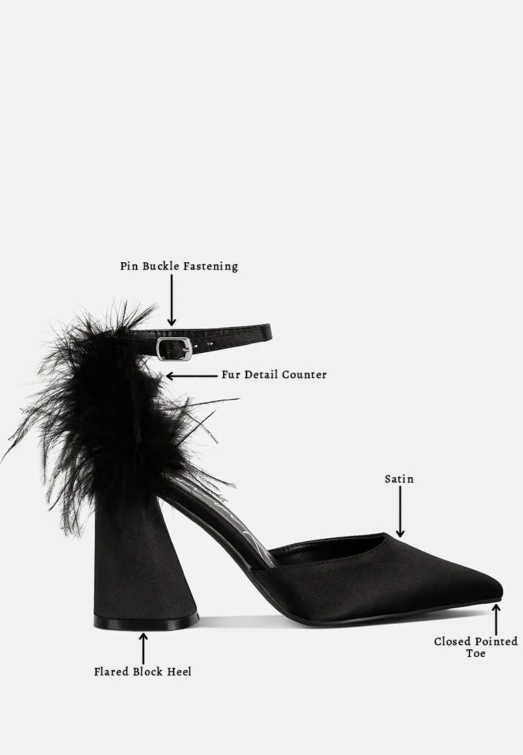 Palmetta Fur Detail Block Heel Sandals