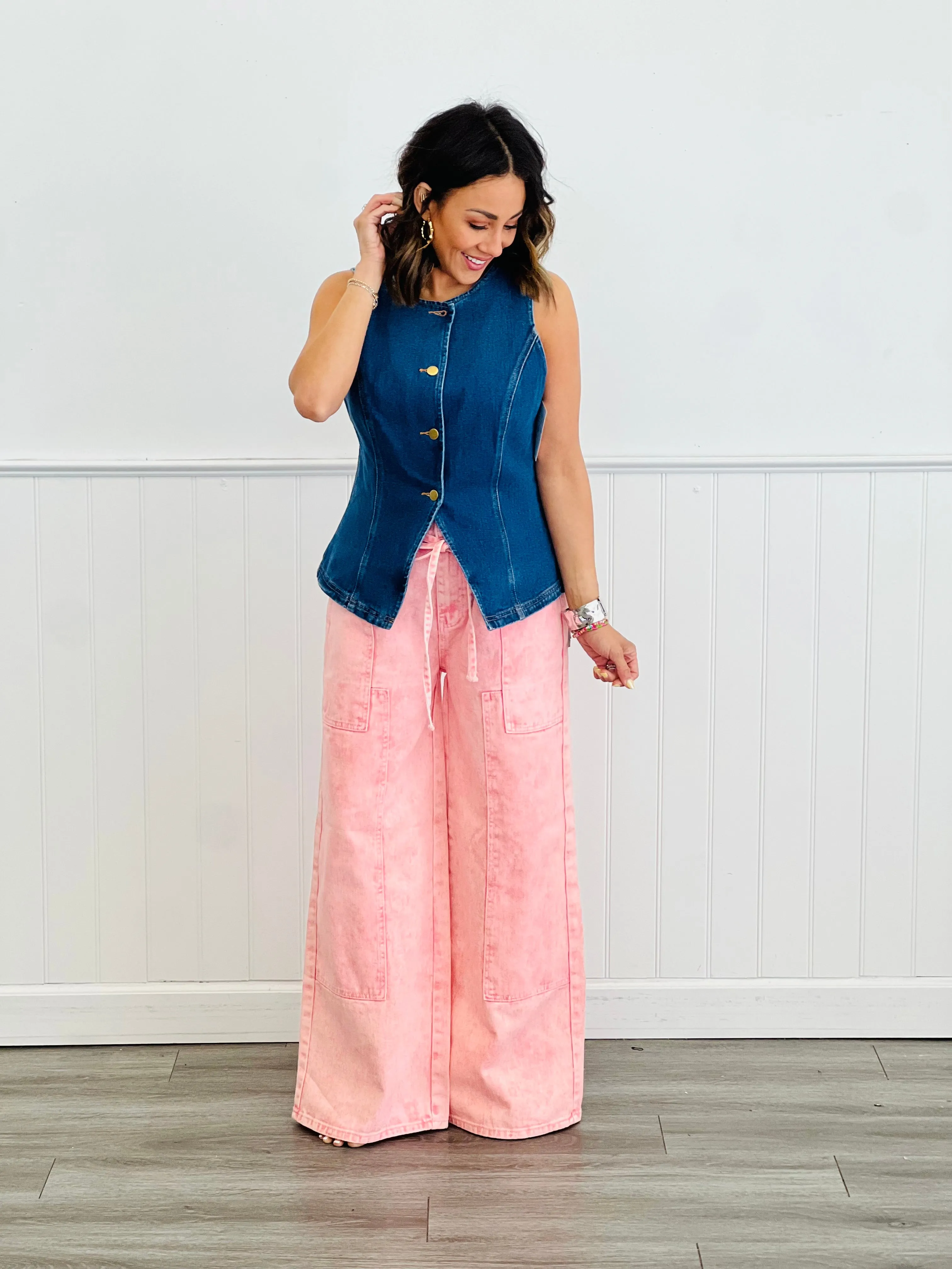 Patchwork Wide Leg Pants (Reg.) - 2 Colors