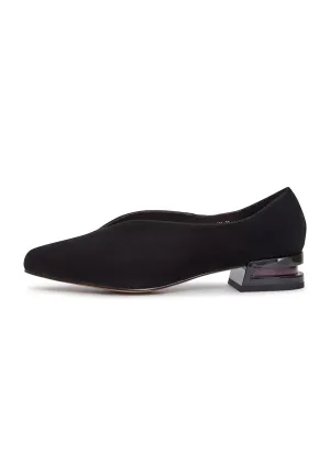 Pointed Tip Suede Ballerinas - Black