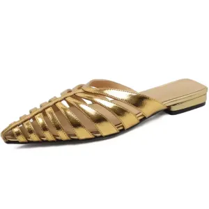 Pre Order:  Casual Pointed Toe Gladiator Mule Slippers