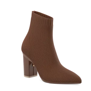 The Bootie Walnut Knit   Block Heel Kit 4 Walnut