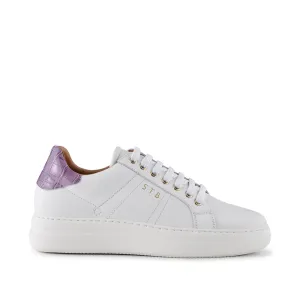 Vinca sneaker leather - WHITE/LAVENDER CROCO