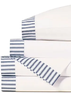 Vintage Beach Navy Ticking Stripe Sheet Set