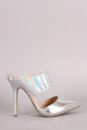 Wild Diva Lounge Hologram Two-Piece Pointy Toe Stiletto Pump