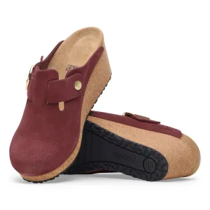 Women's Birkenstock Fanny Ring-Buckle Suede Leather Color: Berry Crush